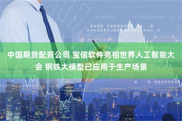 中国期货配资公司 宝信软件亮相世界人工智能大会 钢铁大模型已应用于生产场景