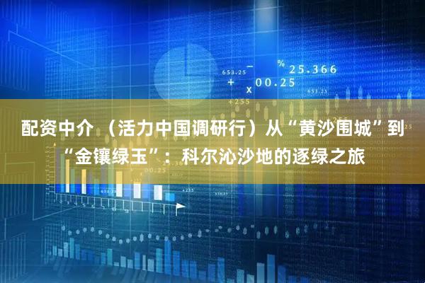 配资中介 （活力中国调研行）从“黄沙围城”到“金镶绿玉”：科尔沁沙地的逐绿之旅